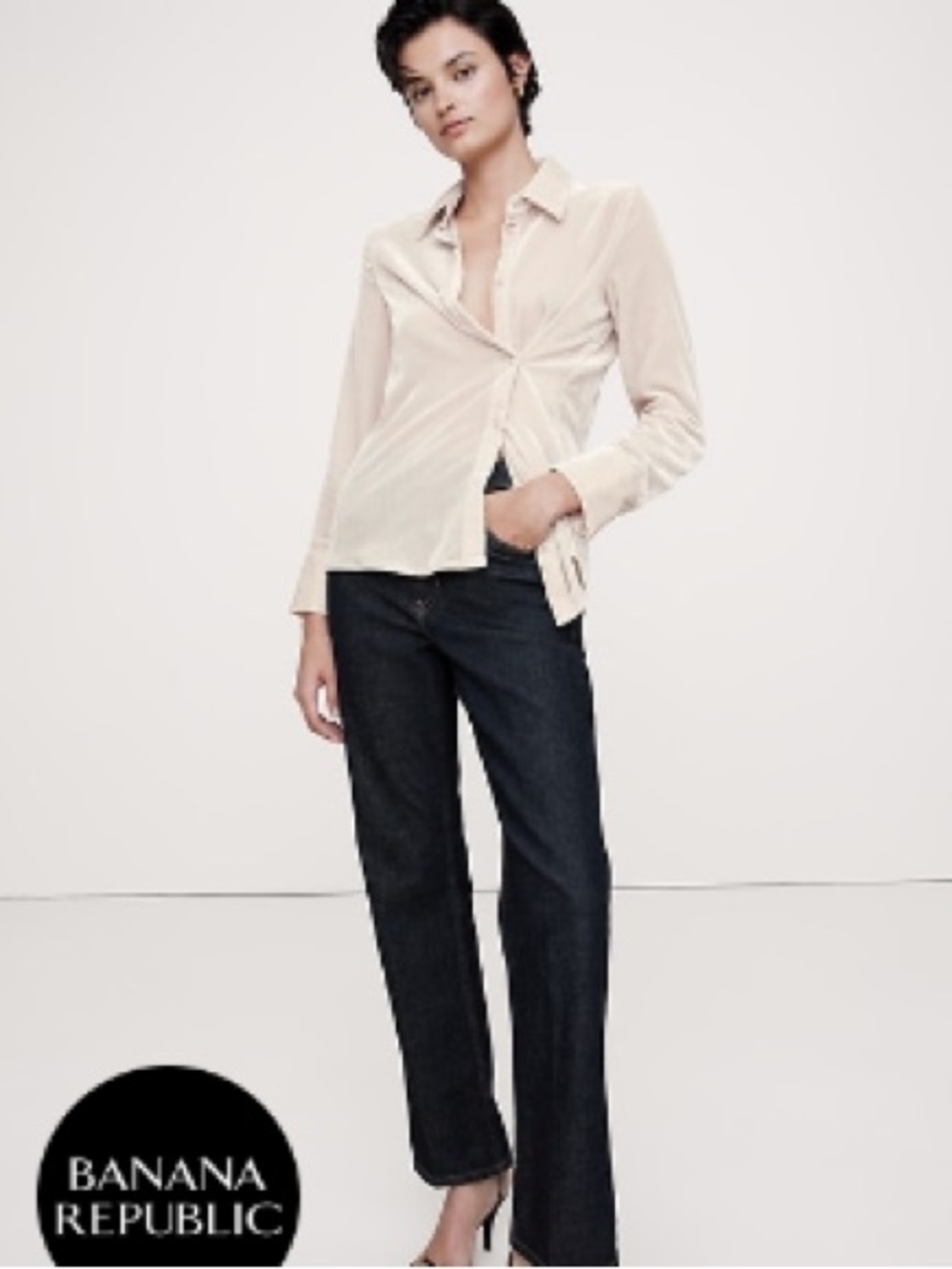 Banana Republic Velvet Asymmetrical Shirt.